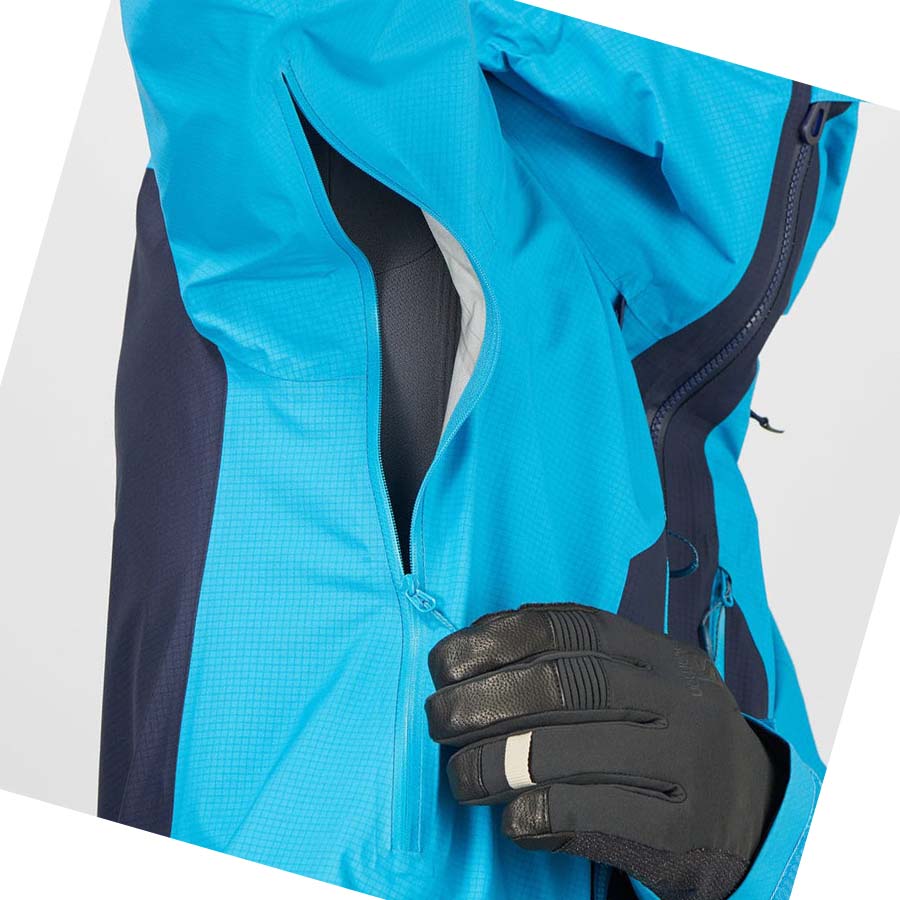 Salomon OUTPEAK GORE-TEX WATERPROOF 3L Kabát Férfi Kék | HU 2348NWY